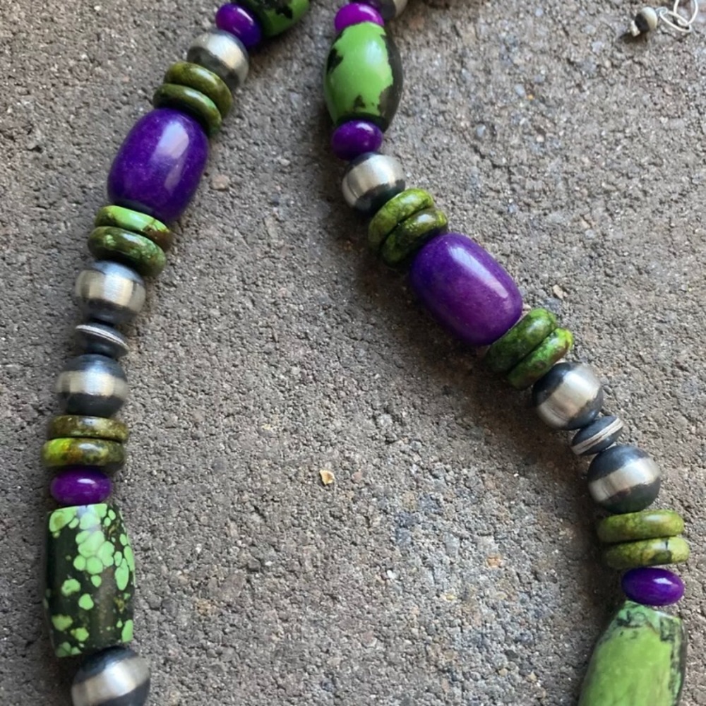 Sterling Silver Dyed Sugilite Turquoise W Pearls … - image 7